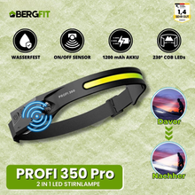 Lade das Bild in den Galerie-Viewer, PROFI 350 - 2 IN 1 LED Stirnlampe - Das Original