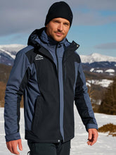 Lade das Bild in den Galerie-Viewer, Hochwertige Herren-Outdoorjacke mit Kapuze – Wasserdicht, winddicht und warm gefüttert für Herbst und Winter
