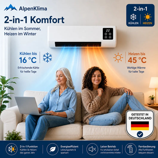 AlpenKlima – Tragbare Klimaanlage & Heizung ohne Installation | 2-in-1 | Bis 51 m²