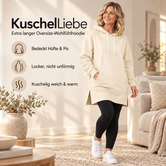 KuschelLiebe – der extra lange Wohlfühlhoodie | deckenweich, warm & figurschmeichelnd