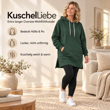 Lade das Bild in den Galerie-Viewer, KuschelLiebe – der extra lange Wohlfühlhoodie | deckenweich, warm &amp; figurschmeichelnd
