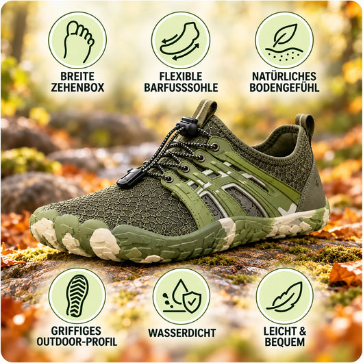 Trek – wasserdichter Outdoor-Barfußschuh | Rutschfest & Schmerzlindernd