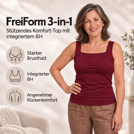 FreiForm 3-in-1 - das Top, das Ihren BH ersetzt | stützendes Komfort-Top mit integriertem BH