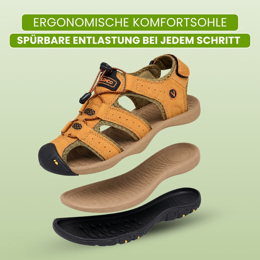 GrundFest Herren-Sandale aus Leder | Geschlossene Zehenkappe · Robuste Sohle · Rutschfest