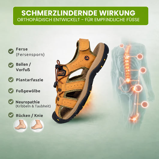 GrundFest Herren-Sandale aus Leder | Geschlossene Zehenkappe · Robuste Sohle · Rutschfest