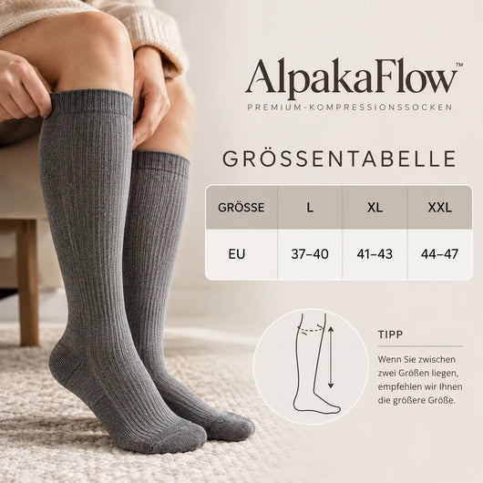 AlpakaFlow – Alpakafaser-Kompressionssocken | 10–15 mmHg