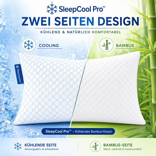 SleepCool Pro - Kühlendes & ergonomisches Bambus-Kissen für erholsamen Schlaf