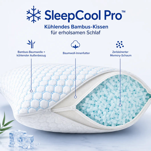 SleepCool Pro - Kühlendes & ergonomisches Bambus-Kissen für erholsamen Schlaf