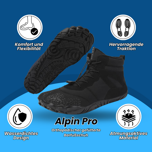 Alpin Pro - Orthopädischer gefütterte Barfußschuh für mehr Komfort